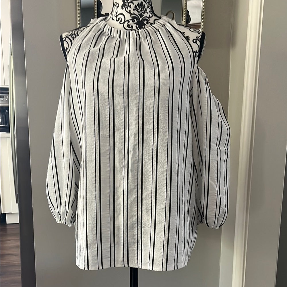 Striped Black and White Women's Top